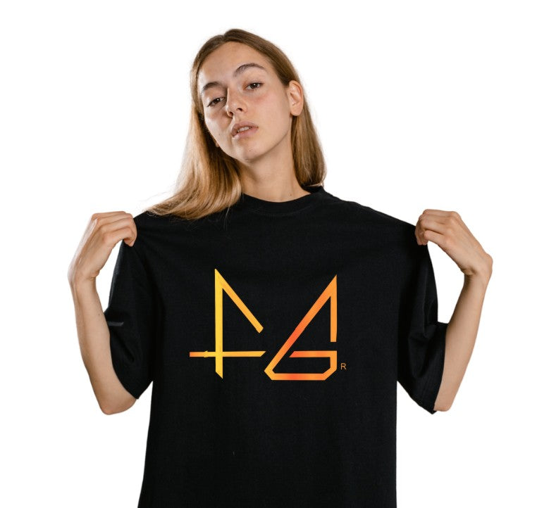 Black FG Orange-Yellow Design T-shirt