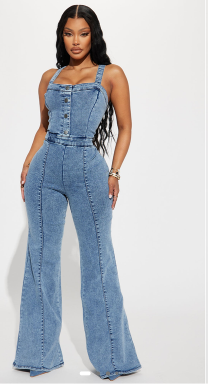 Denim Jumpsuit Spaghetti Straps (FINAL SALE) (NO RETURN)